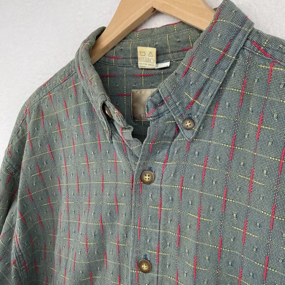 THE TERRITORY AHEAD Shirt Mens XLT Native Jacquard Button Down VTG Cotton Blue